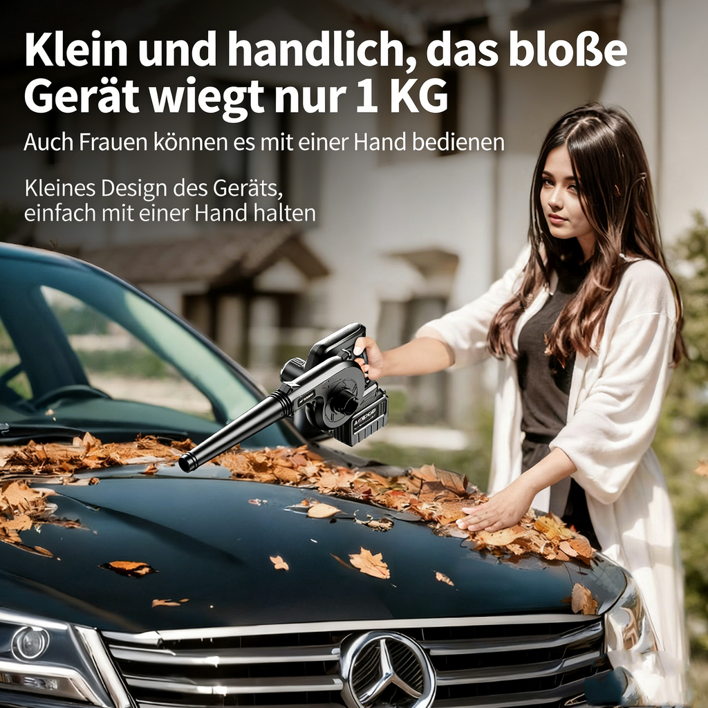 Akku-Gebläse mit hoher Leistung – Leistungsstarker Laubbläser & Staubbläser für Garten, Werkstatt & Auto – Kompakter Akku-Laubpuster zum Schneeräumen & Entstauben
