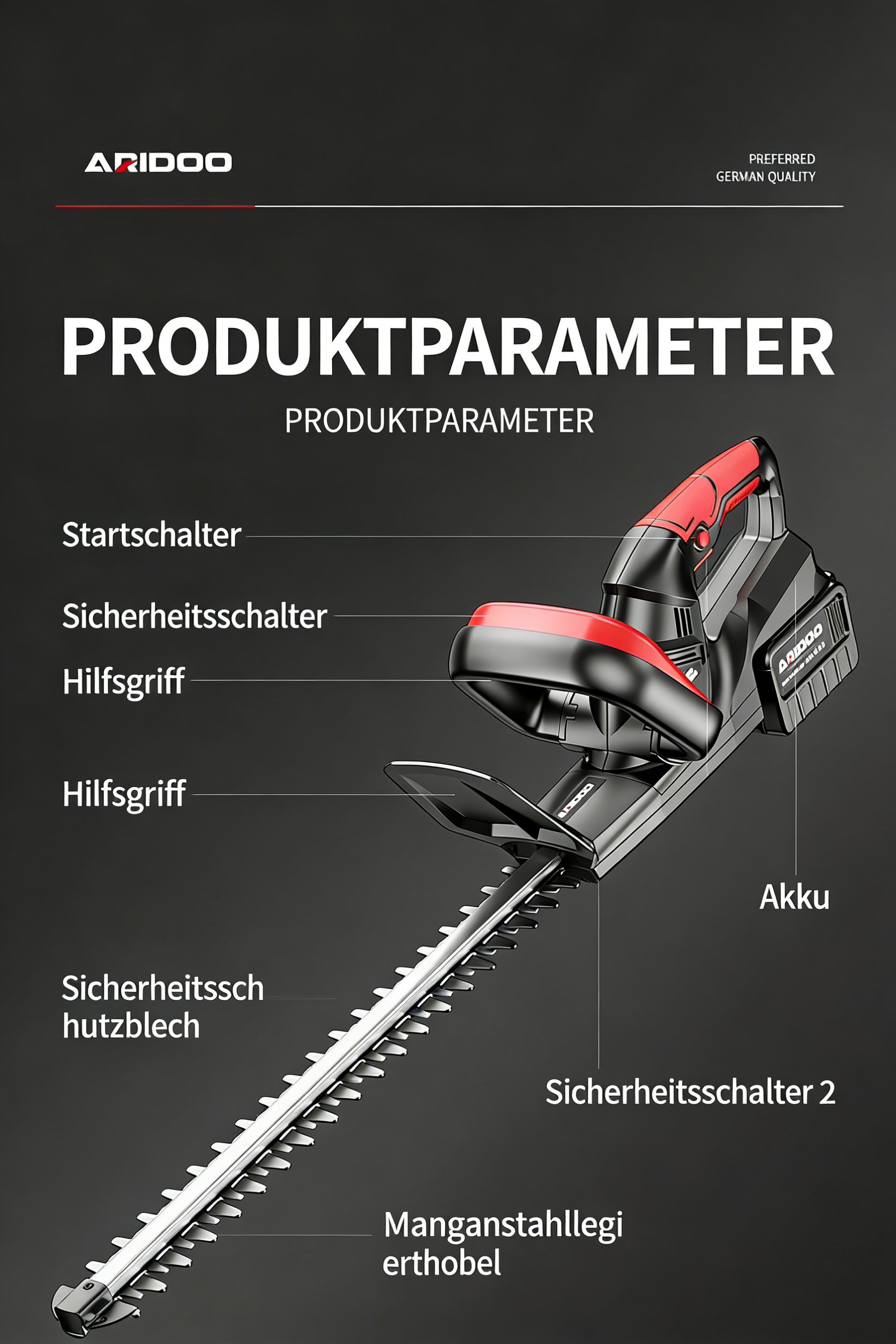 Akku-Heckenschere GC-CH 1855/1 Li Kit – Kabellose Gartenschere für präzisen Heckenschnitt