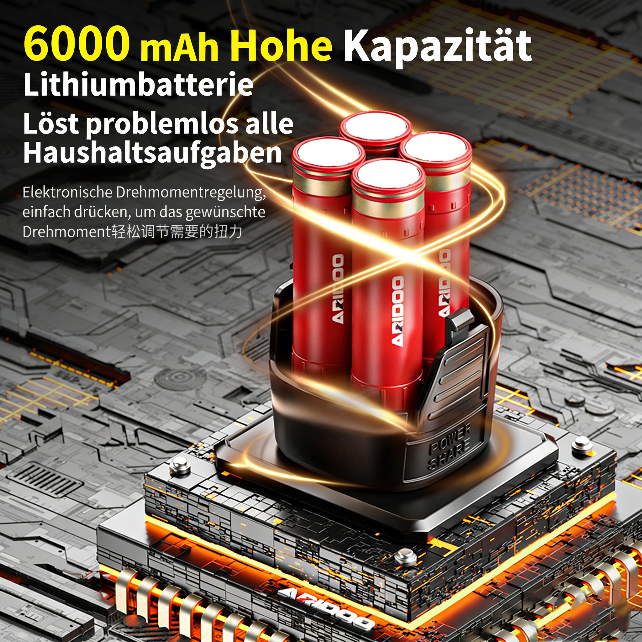 Akku-Winkelschleifer mit bürstenlosem Motor – Leistungsstarke Schleifmaschine mit großem Akku – Multifunktionales Trennschleifer-Set für Metall, Stein & Holz