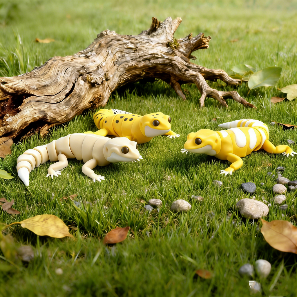 Artikulierter Leopardgecko aus dem 3D-Drucker – Bewegliche Echsen-Figur mit realistischen Gelenken – Flexibles Reptilien-Spielzeug & Deko – Realistisches Design