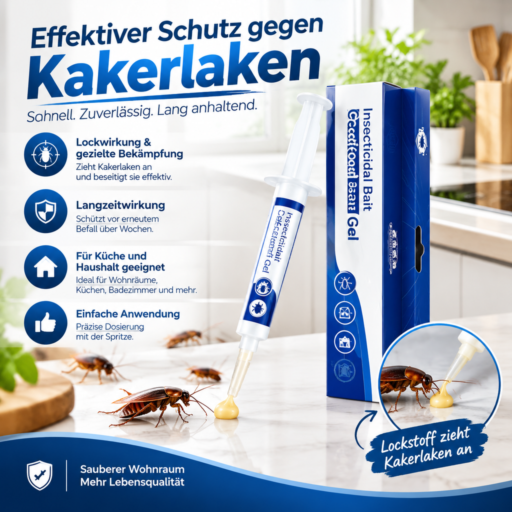 (2er-Pack) Kakerlaken Gel Köder (10g) – Effektives Mittel gegen Kakerlaken & Schaben, Kaskadenförmige Wirkung zur Nestvernichtung, Langanhaltender Schutz für Küche & Haushalt