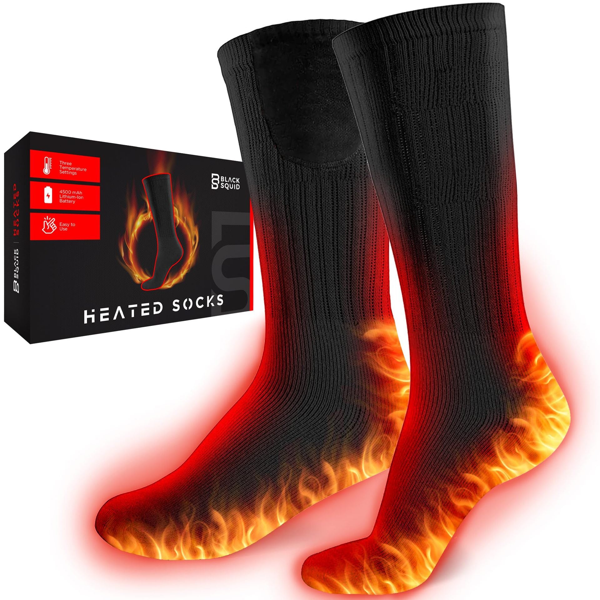 Beheizbare Socken mit Akku für Damen & Herren – Elektrische Heizsocken mit 3 Wärmestufen – Baumwolle Wintersocken für Skifahren, Jagd & Wandern – Waschbar