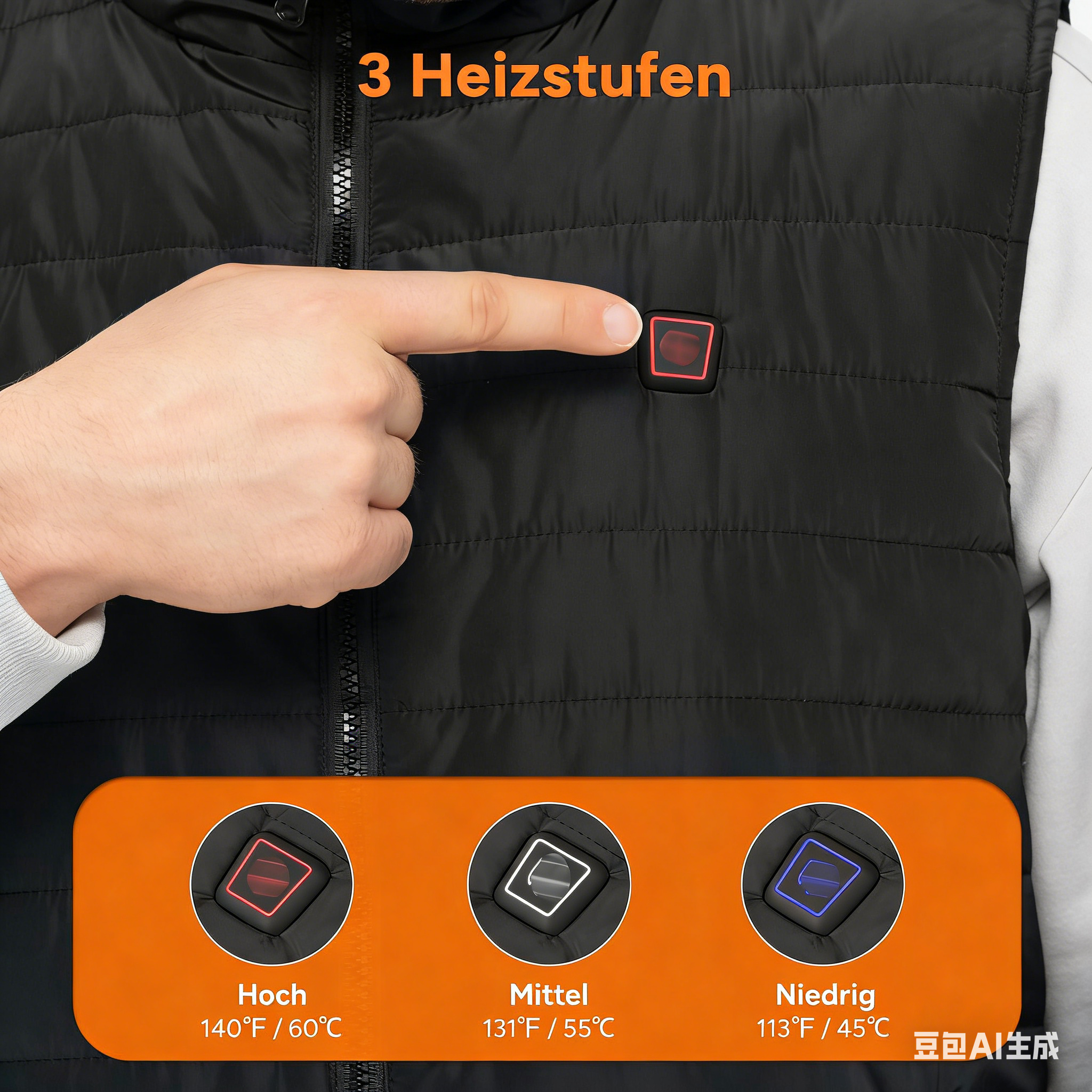 Beheizbare Weste mit Dual-Steuerung – Zweifarbiges Design für Damen & Herren – Intelligente Heizweste mit 9/11 Zonen – USB Elektrische Weste – Winddicht & Waschbar