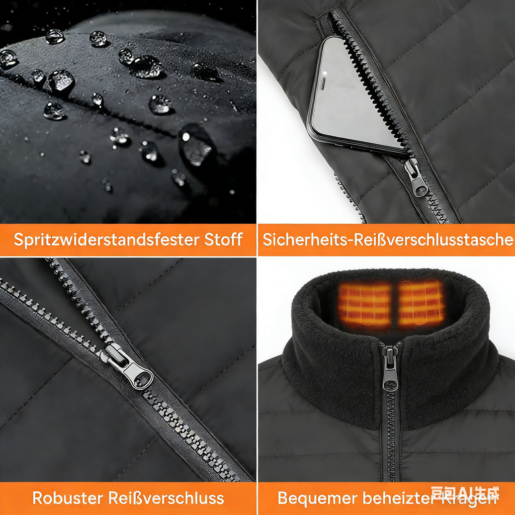 Beheizbare Weste mit Dual-Steuerung – Zweifarbiges Design für Damen & Herren – Intelligente Heizweste mit 9/11 Zonen – USB Elektrische Weste – Winddicht & Waschbar