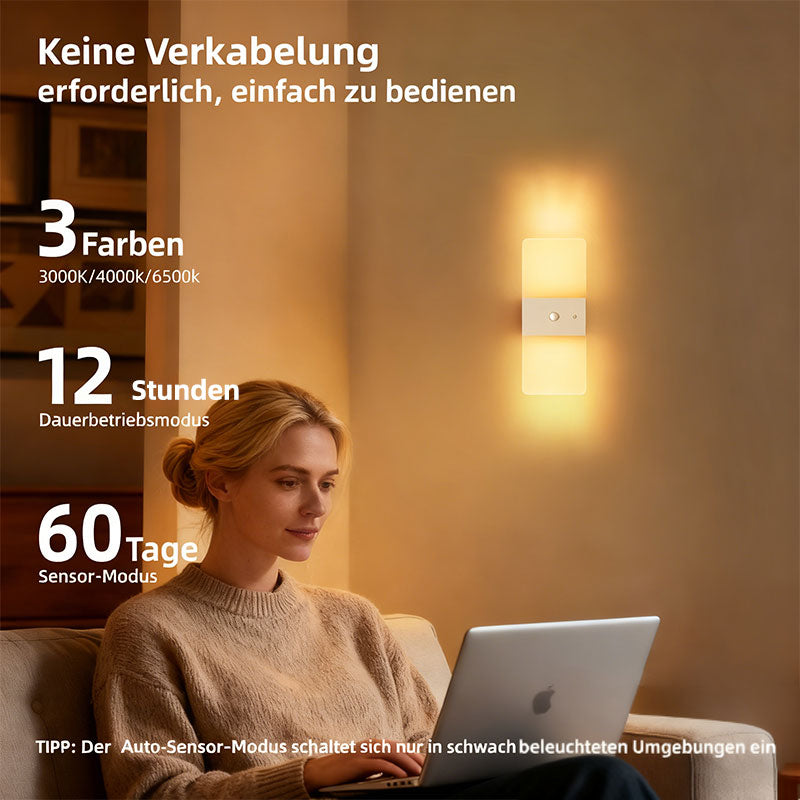 Bewegungsmelder Nachtlicht Aufladbar Magnetische LED Wandlampe Schlafzimmer Flur Bett Stimmungslicht