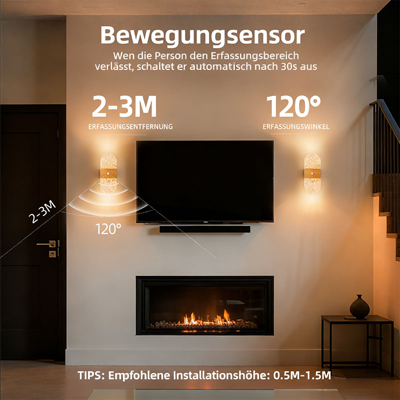 Bewegungsmelder Nachtlicht Aufladbar Magnetische LED Wandlampe Schlafzimmer Flur Bett Stimmungslicht