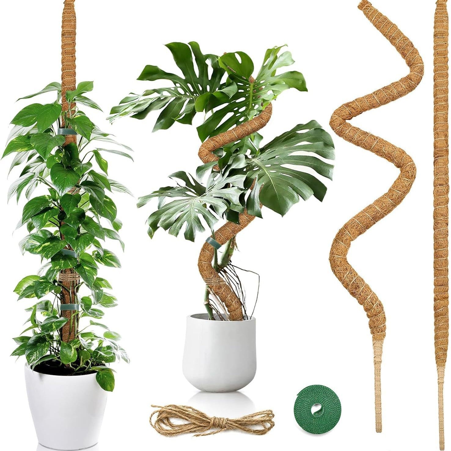 Biegsamer Kokosstab für Pflanzen – 60cm/90cm/120cm Moosstab Moosstange – Natürliche Kletterhilfe für Monstera, Efeutute & Rankpflanzen – Pflanzstütze aus Kokosfaser