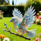Blauer Vogel Acryl Anhänger Wohnzimmer Garten Fenster Deko Geschenk Festliche Szene