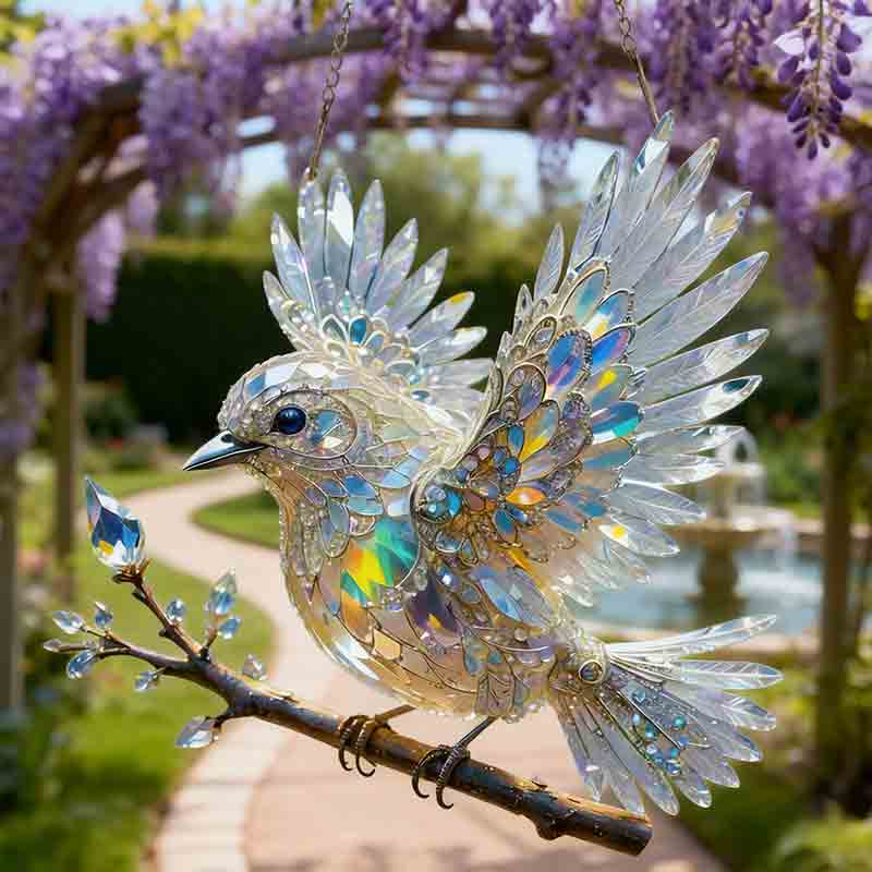 Blauer Vogel Acryl Anhänger Wohnzimmer Garten Fenster Deko Geschenk Festliche Szene