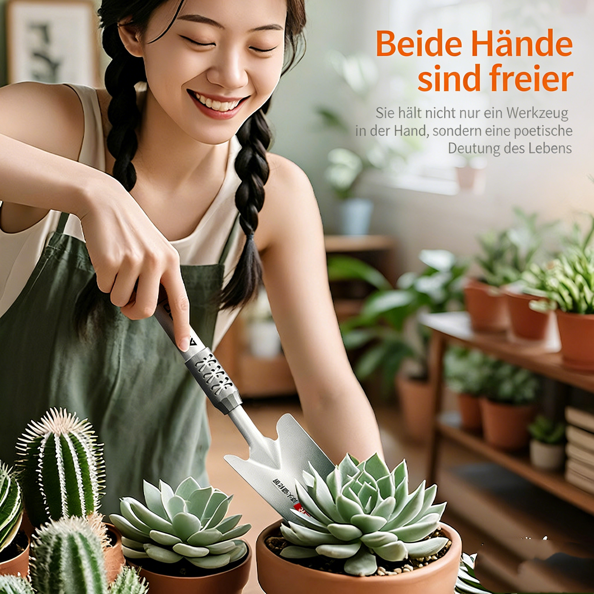 Blumenschaufel aus rostfreiem Stahl – Ergonomische Handschaufel für Garten & Balkon – Robuste Gartenkelle zum Pflanzen, Umtopfen & Graben