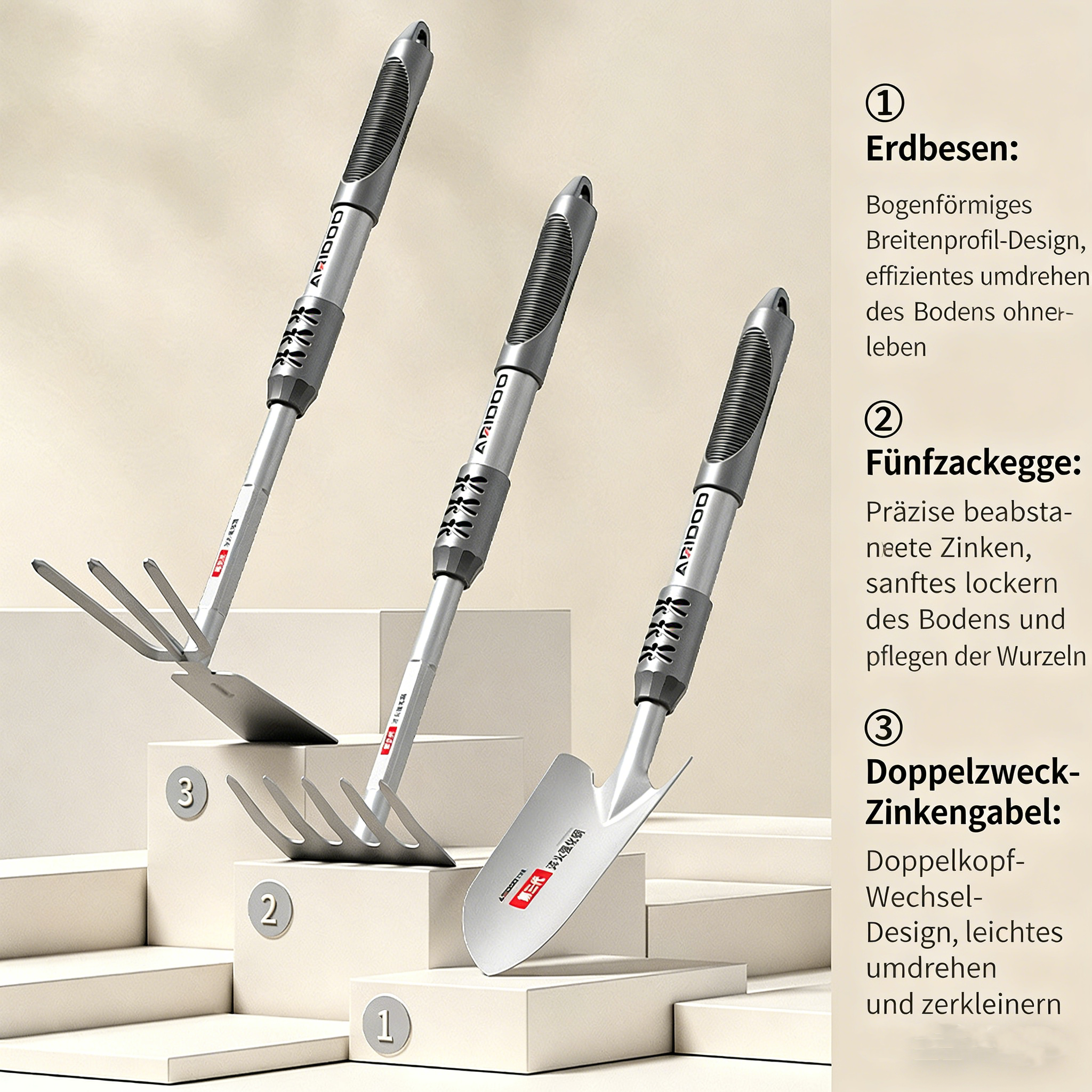 Blumenschaufel aus rostfreiem Stahl – Ergonomische Handschaufel für Garten & Balkon – Robuste Gartenkelle zum Pflanzen, Umtopfen & Graben