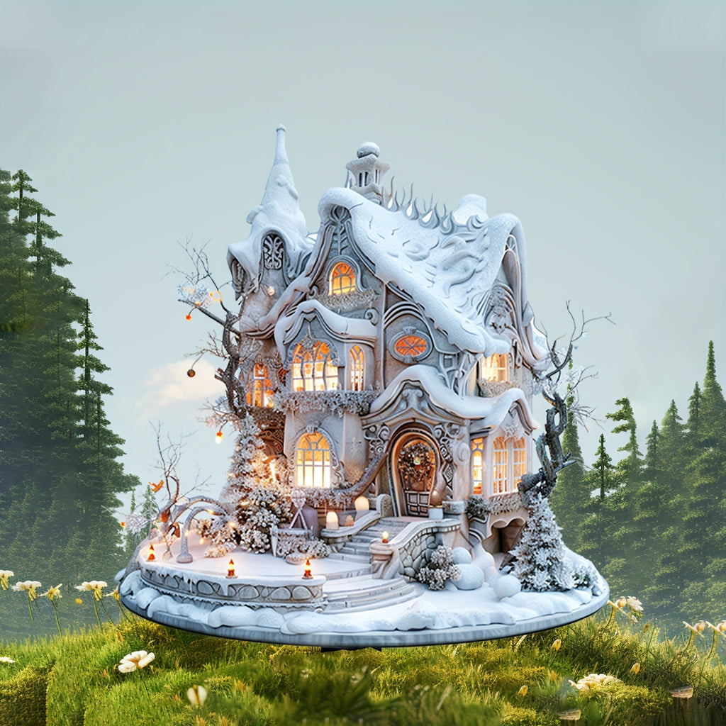 Charmantes Schneehaus Gartenstab – Outdoor Rasen & Blumenbeet Dekoration für Hof & Terrasse