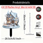 Charmantes Schneehaus Gartenstab – Outdoor Rasen & Blumenbeet Dekoration für Hof & Terrasse