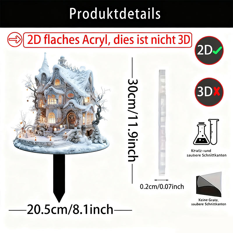 Charmantes Schneehaus Gartenstab – Outdoor Rasen & Blumenbeet Dekoration für Hof & Terrasse