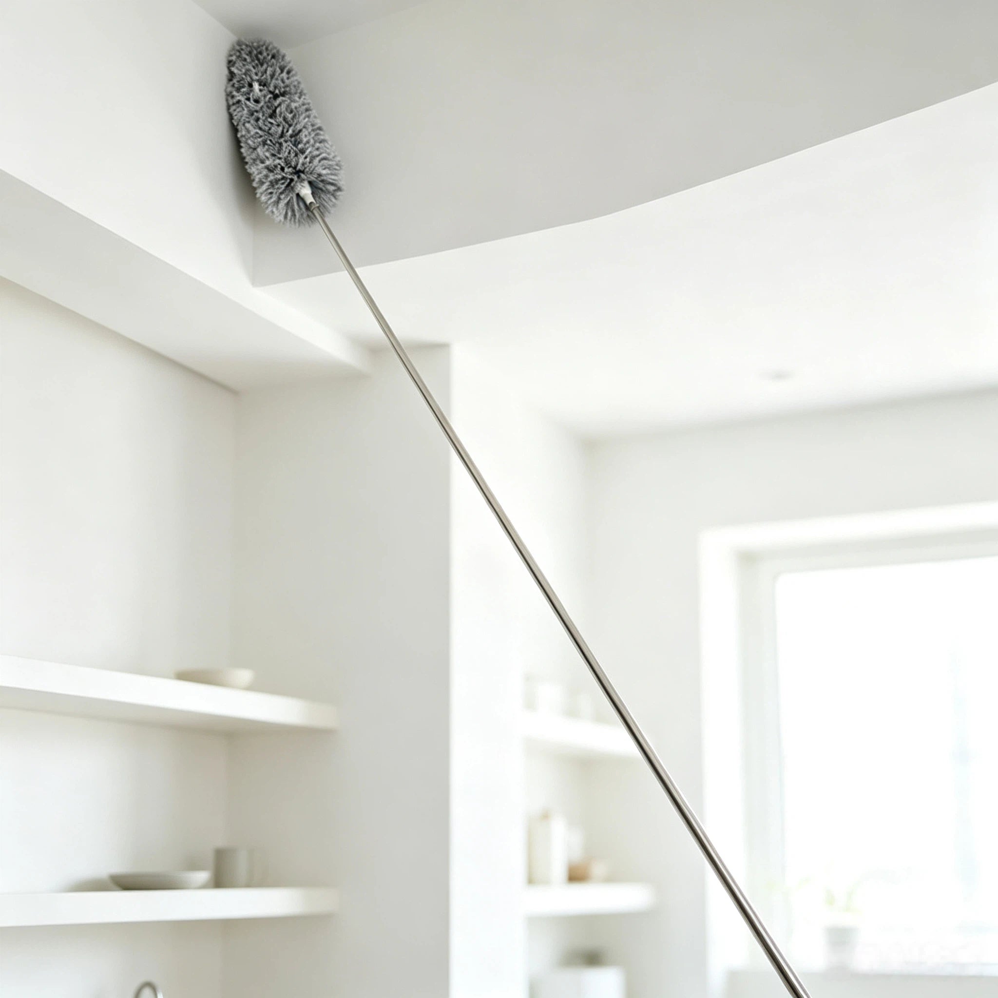 Ausziehbarer Mikrofaser Staubwedel mit Teleskopstange – Biegsamer Staubwedel Lang für Hohe Decken, Spinnweben, Klimaanlage, Schränke & Möbel