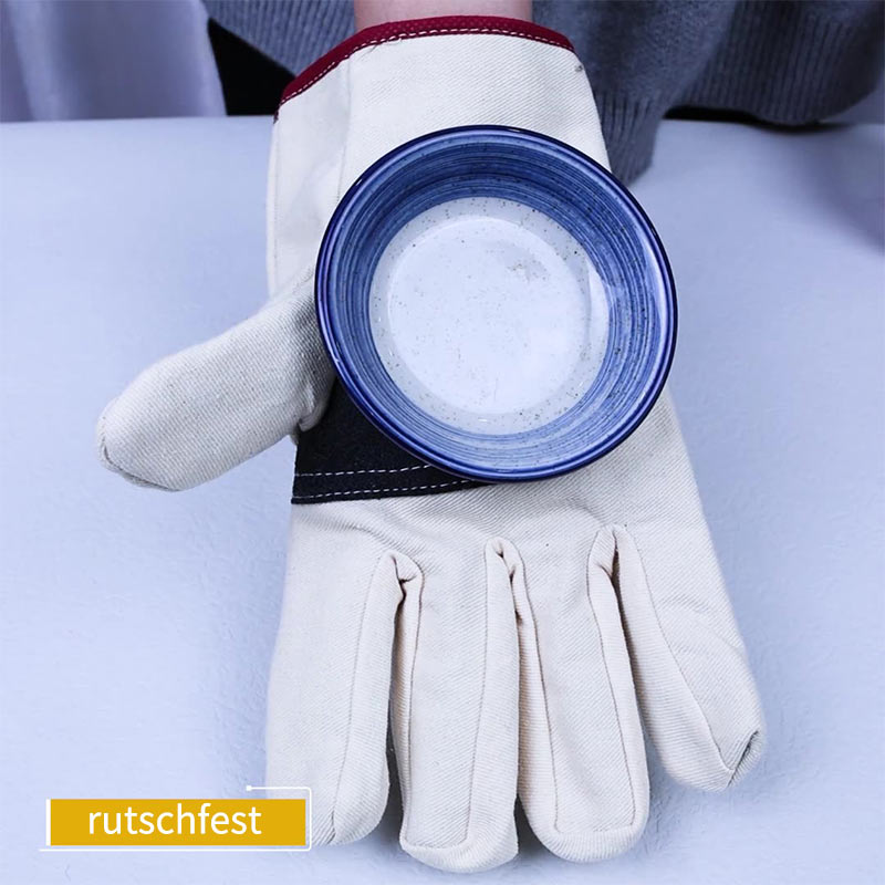 Dicke Canvas Handschuhe Hitze- und Schnittschutz 5-Naht doppellagig rutschfest für Küche BBQ