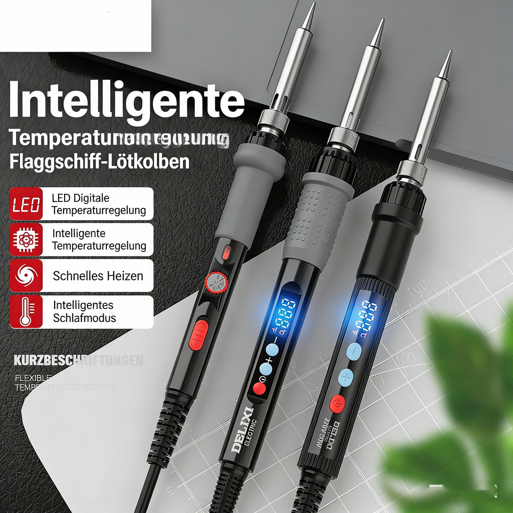Digitaler Lötkolben 80W mit LCD-Display – Regelbare Temperatur 180-480°C – Schnelles Aufheizen für Elektronik-Reparatur