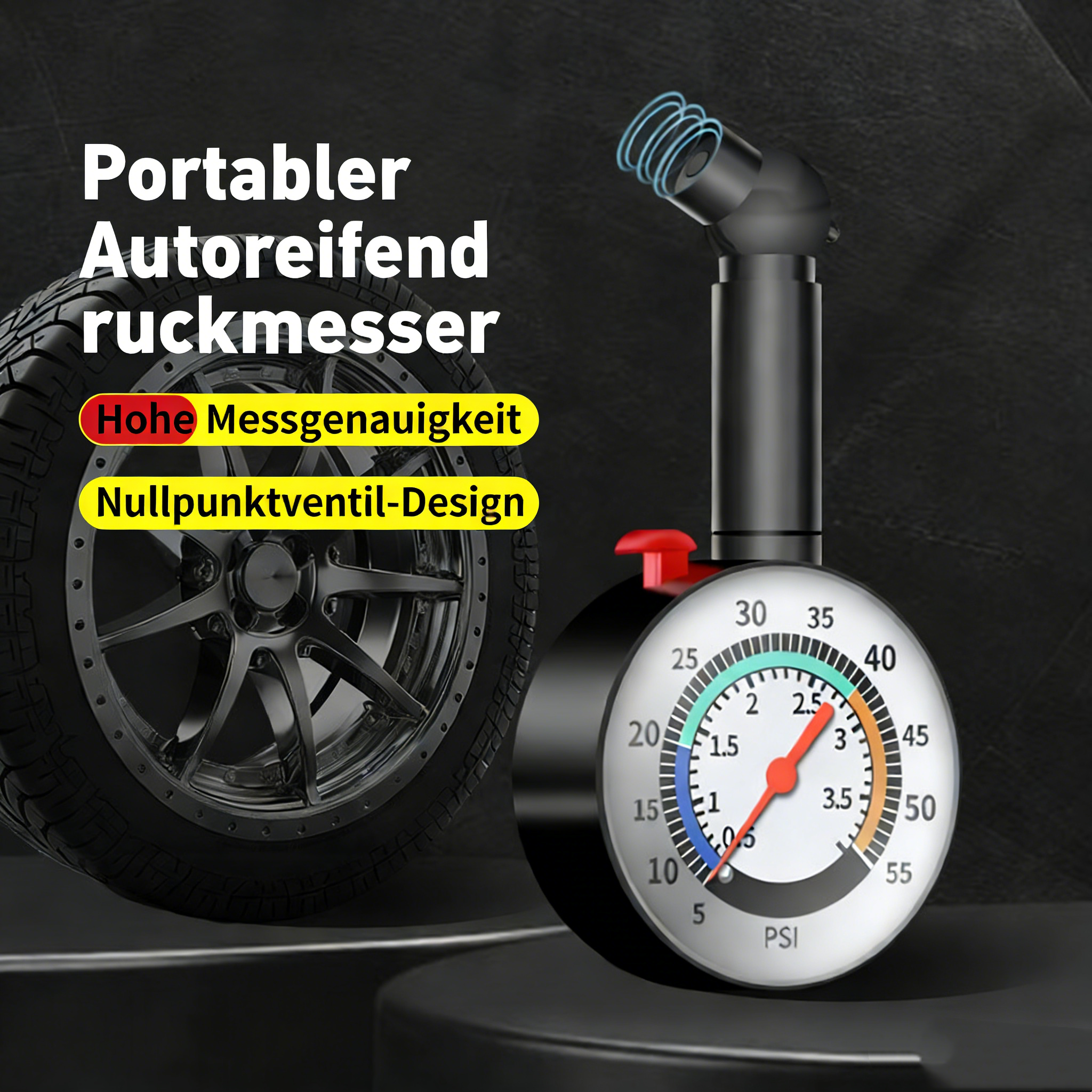 Digitaler Reifendruckprüfer Hochpräzise – LCD Display mit Hintergrundbeleuchtung – Luftdruckprüfer für Auto, Motorrad & Rad