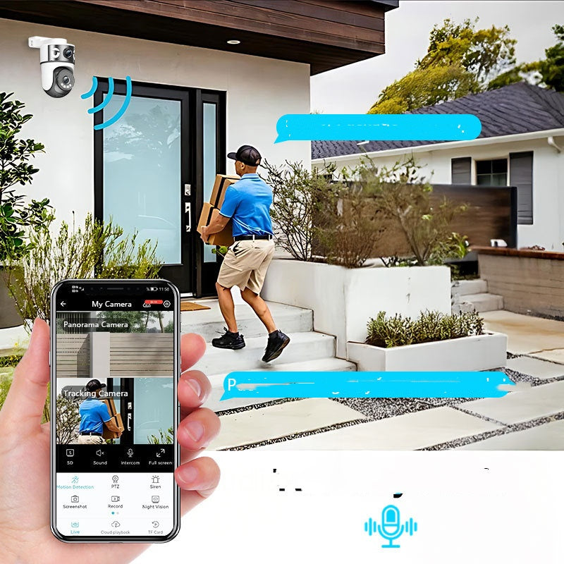 Dual-Lens WLAN Überwachungskamera Innen – 2K/4K HD WiFi Kamera mit Doppel-Objektiv – 360° Schwenkbar – Intelligente Nachtsicht & Bewegungsmelder – Babyphone & Haustierkamera