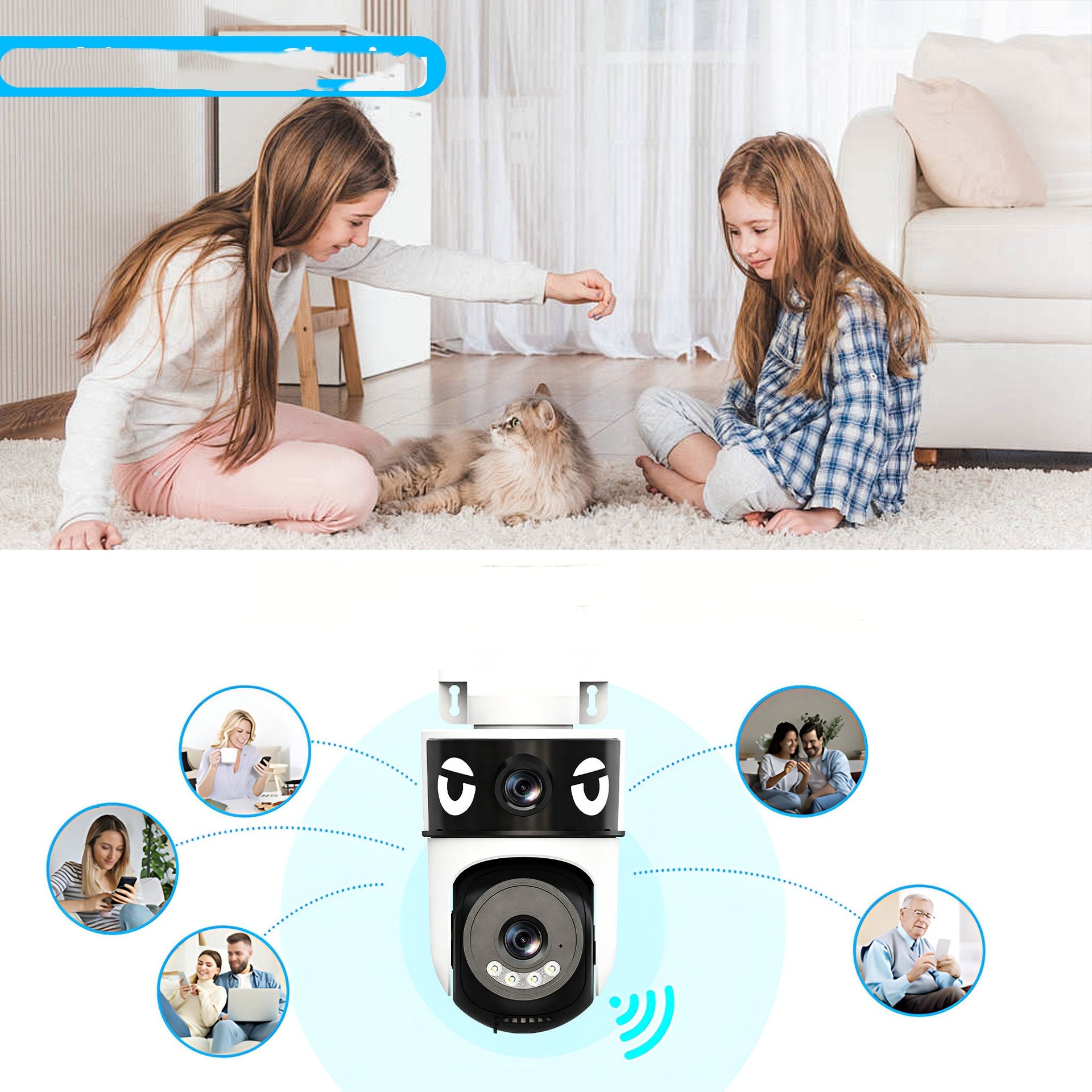 Dual-Lens WLAN Überwachungskamera Innen – 2K/4K HD WiFi Kamera mit Doppel-Objektiv – 360° Schwenkbar – Intelligente Nachtsicht & Bewegungsmelder – Babyphone & Haustierkamera
