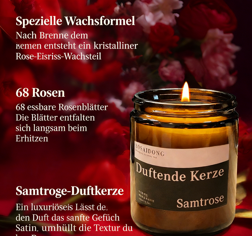 Duftkerze Rose – Handgemacht, langanhaltender Duft, Auto & Zuhause Aromakerze