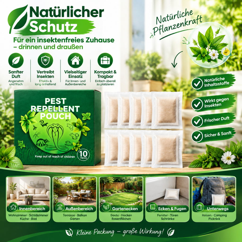 Natürlicher Schädlingsabwehr Beutel (2er Pack, 20 Stück) – Pflanzliches Repellent mit Minze & Zimt, Effektives Vertreibungsmittel für Innen- & Außenbereiche