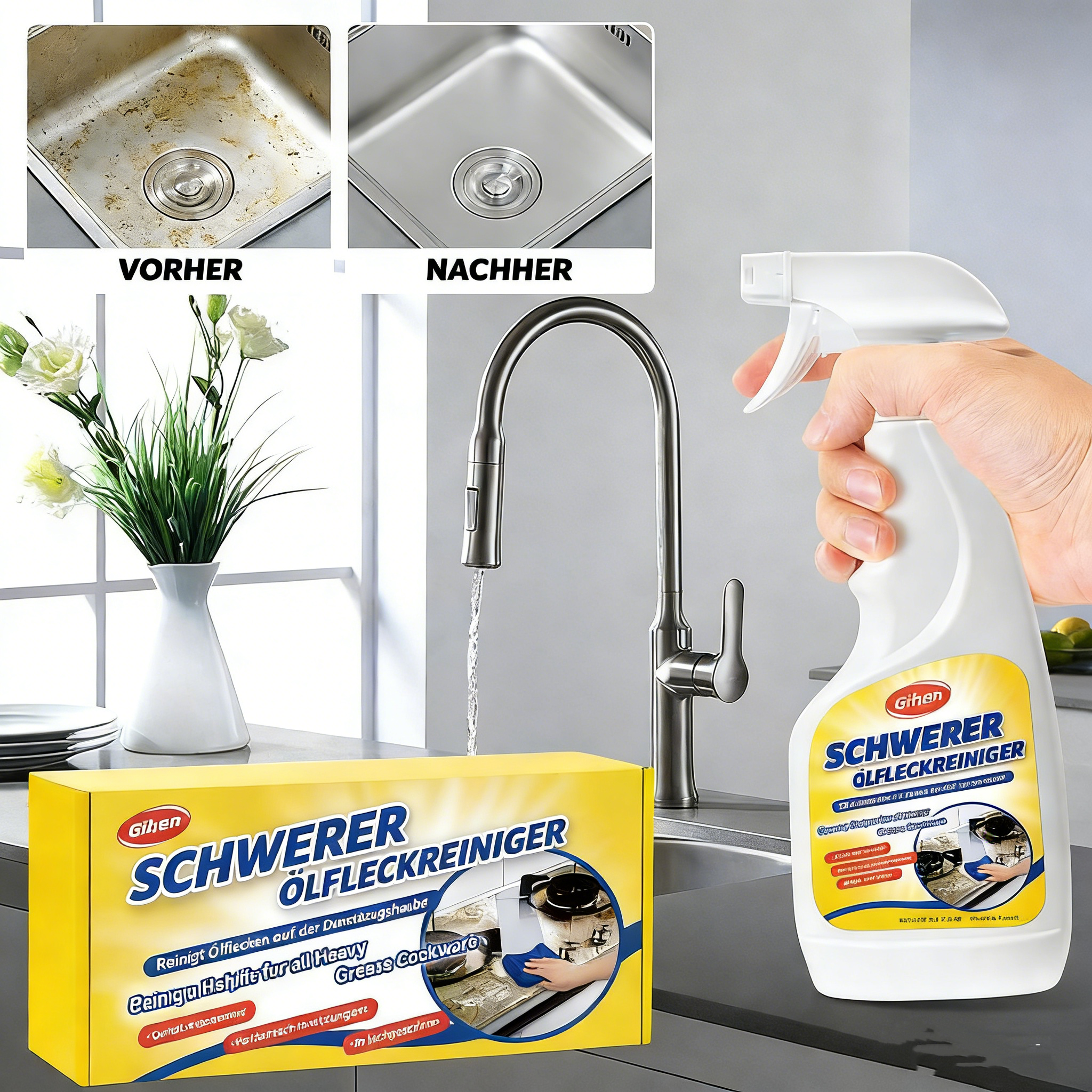 Effektiver Allzweck‑Reiniger mit Sprühkopf – Universal‑Spray für Küche, Haushalt, Ofen, Herd, Dunstabzugshaube & Spüle