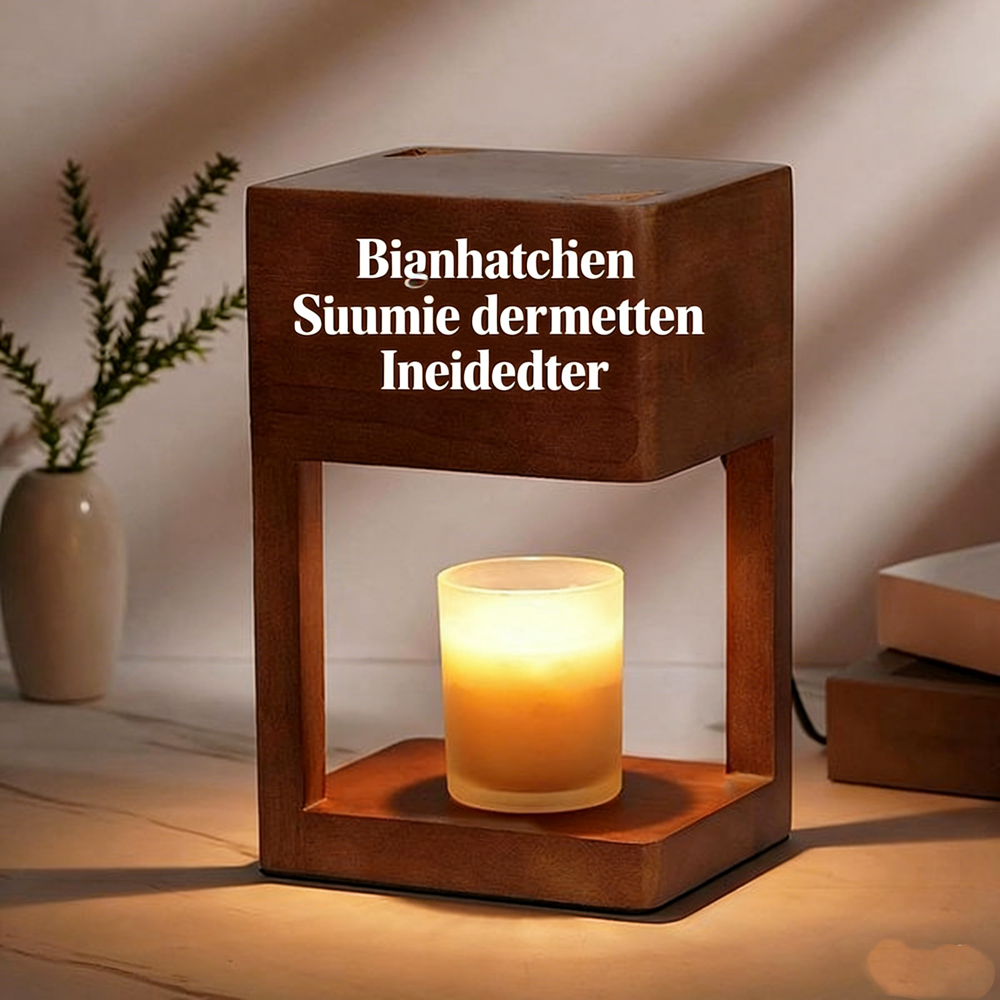 Elegante Kerzenwärmer Lampe aus Holz – Elektrische Duftlampe für Duftkerzen – Dimmbare Nachttischlampe & Stimmungslicht – Moderne Schlafzimmer Deko