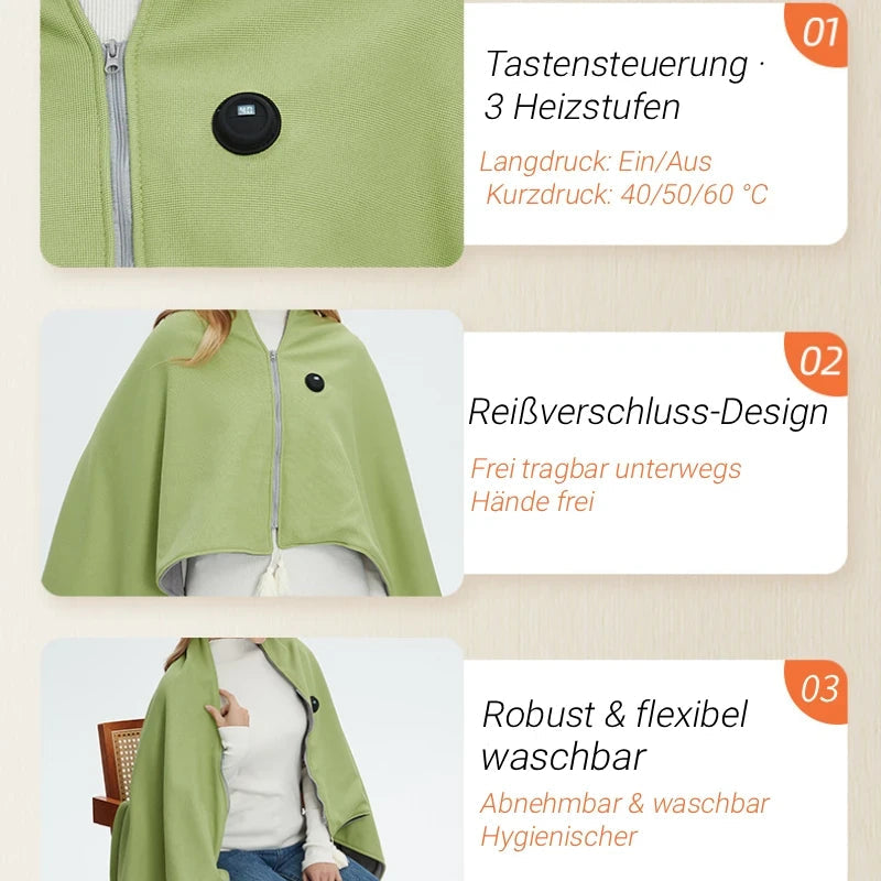 Elektrische Heizdecke mit Schulterwärme – 3 Heizstufen, Schnelles Aufheizen