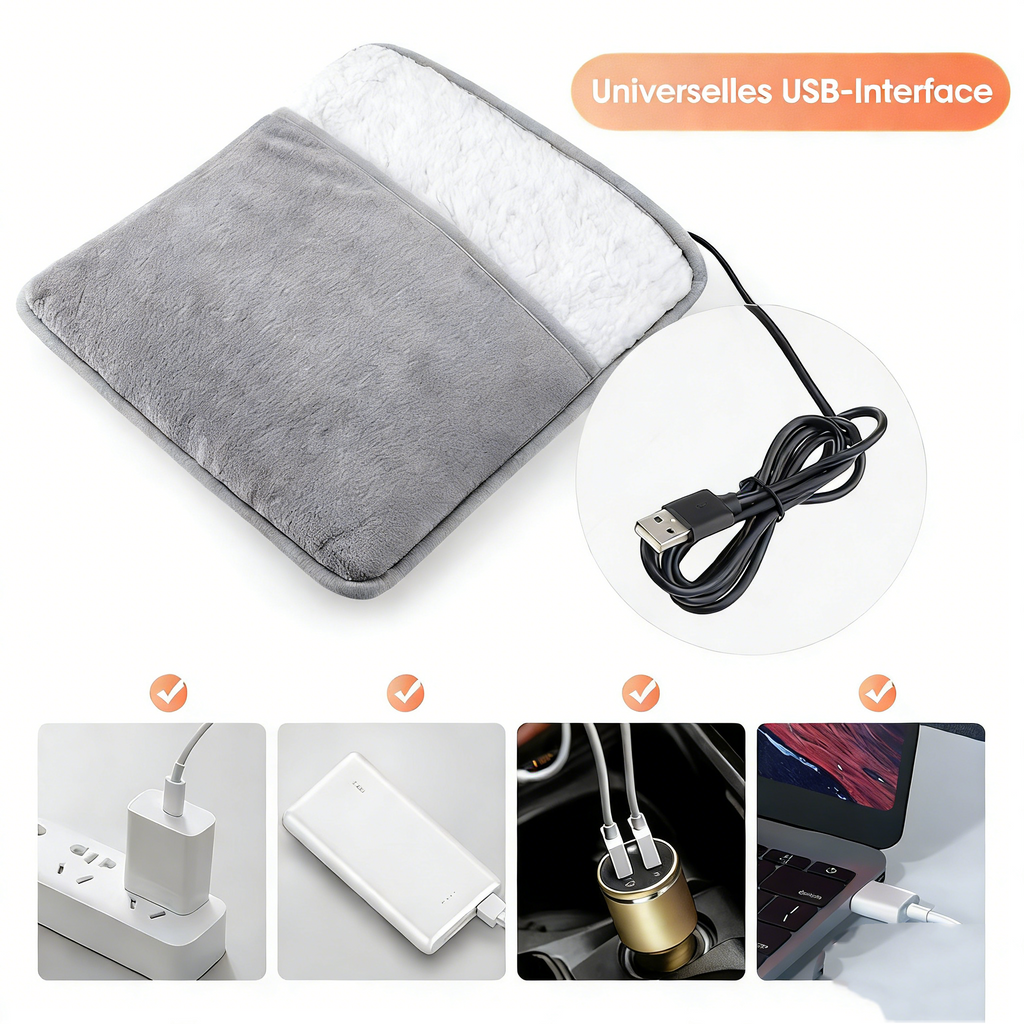 Elektrischer Fußwärmer & Heizkissen – 2-in-1 USB Wärmekissen für Füße, Bauch & Rücken – Konstante Temperatur für Büro & Zuhause – Kuscheliger Handwärme