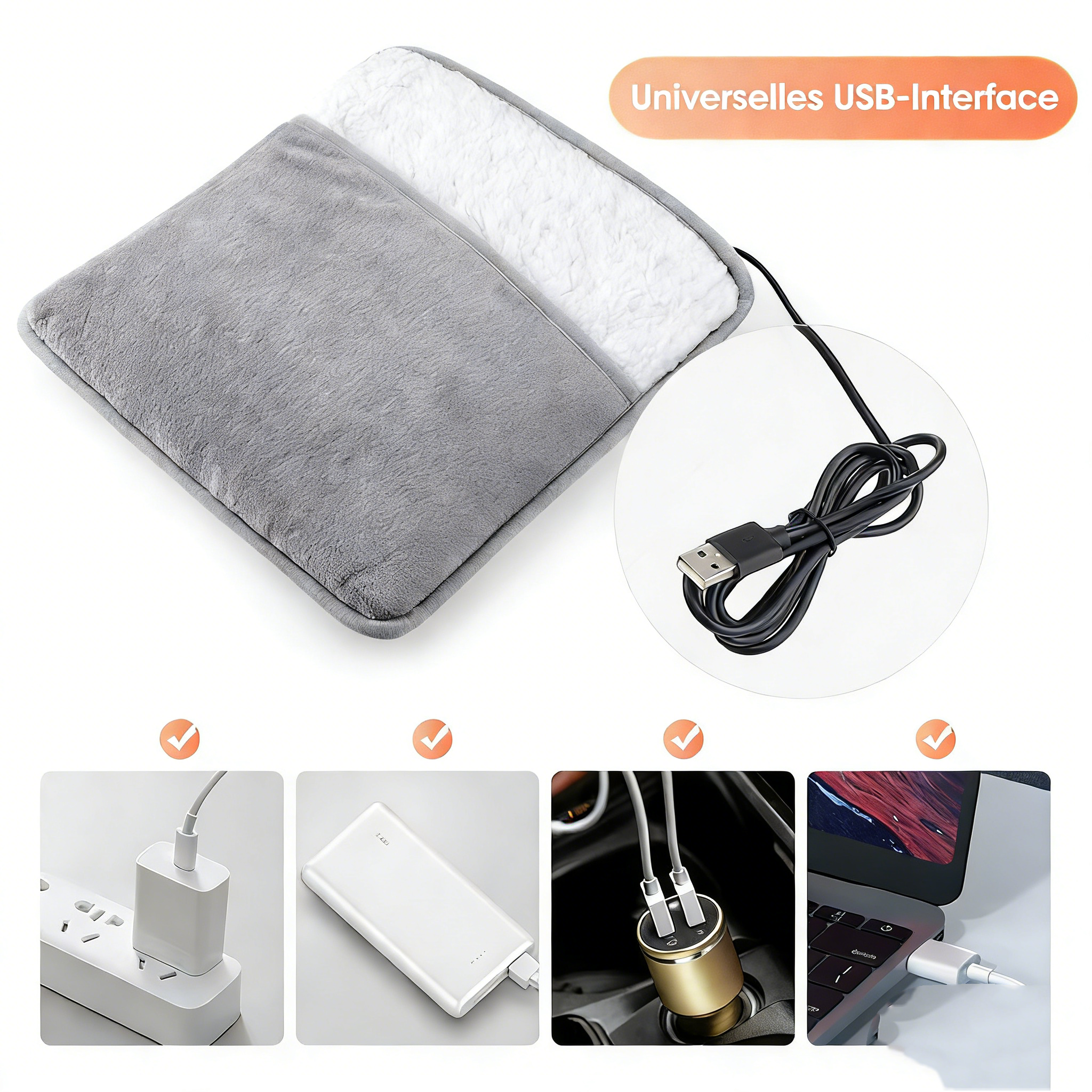 Elektrischer Fußwärmer & Heizkissen – 2-in-1 USB Wärmekissen für Füße, Bauch & Rücken – Konstante Temperatur für Büro & Zuhause – Kuscheliger Handwärme