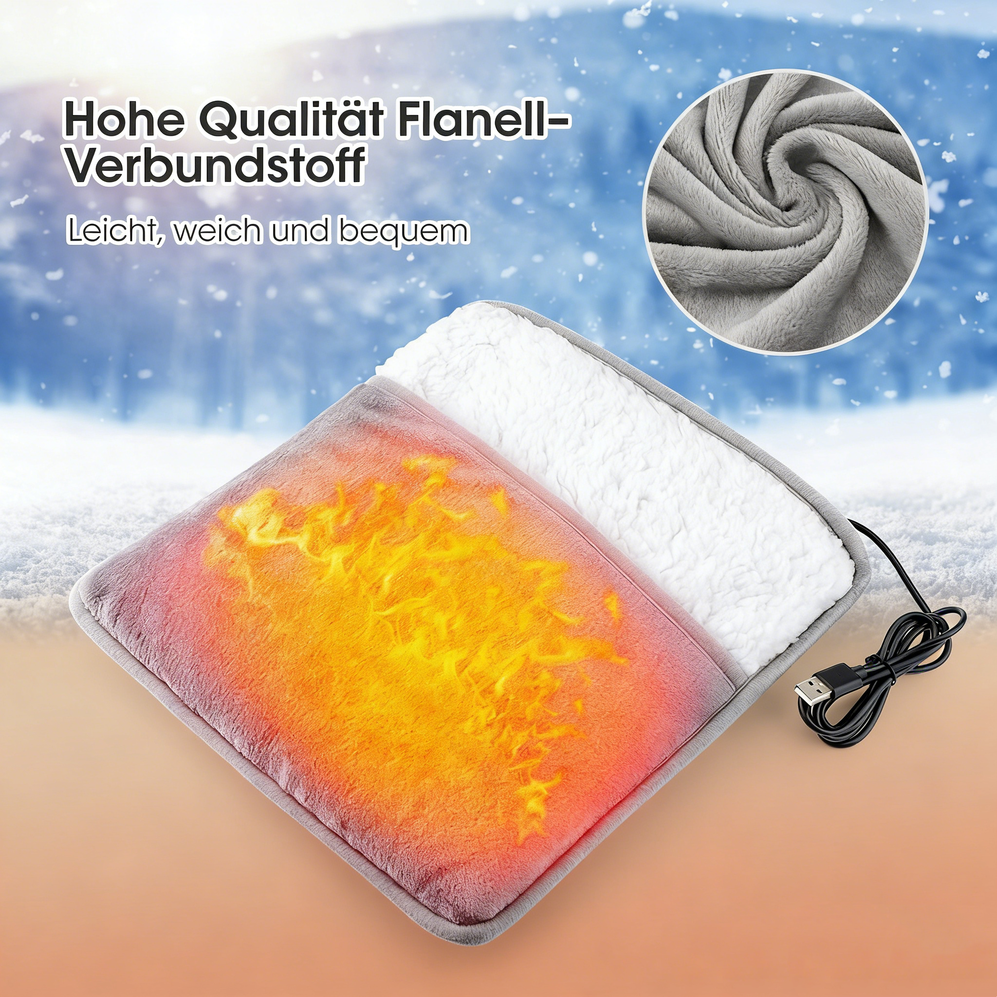 Elektrischer Fußwärmer & Heizkissen – 2-in-1 USB Wärmekissen für Füße, Bauch & Rücken – Konstante Temperatur für Büro & Zuhause – Kuscheliger Handwärme