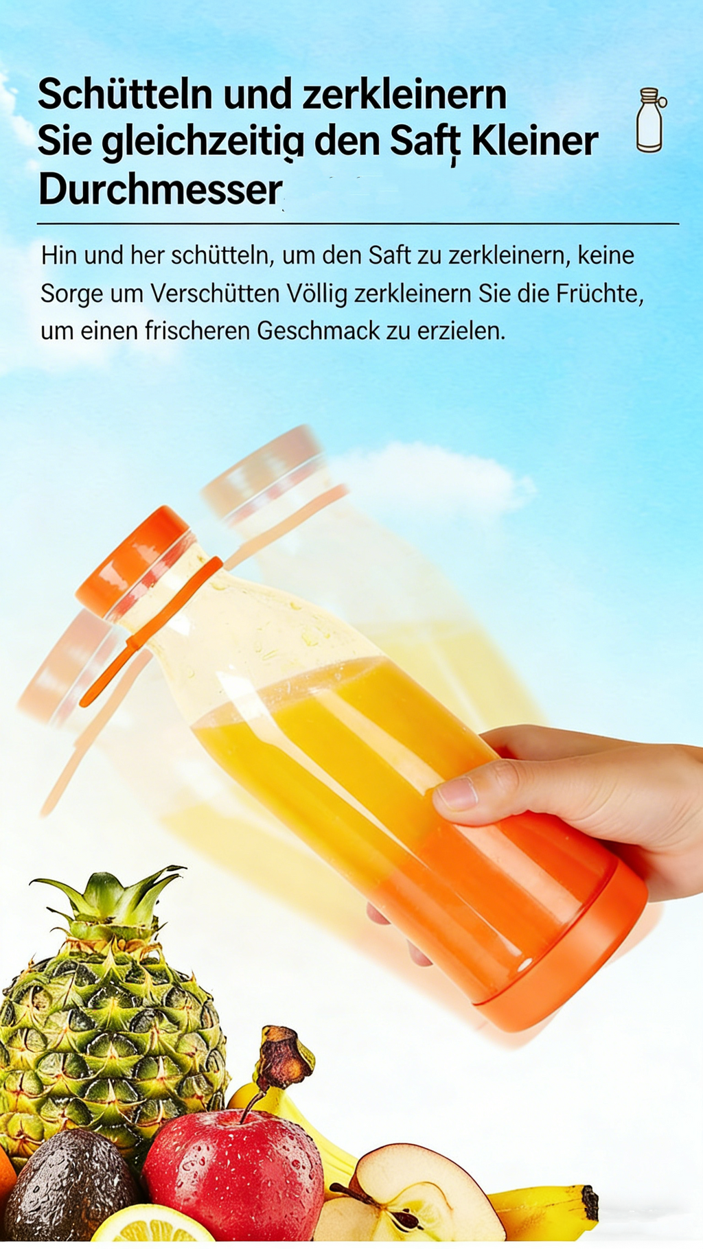 Elektrischer Smoothie Mixer mit 6 Klingen – Tragbarer USB Saftbecher für Obst & Gemüse