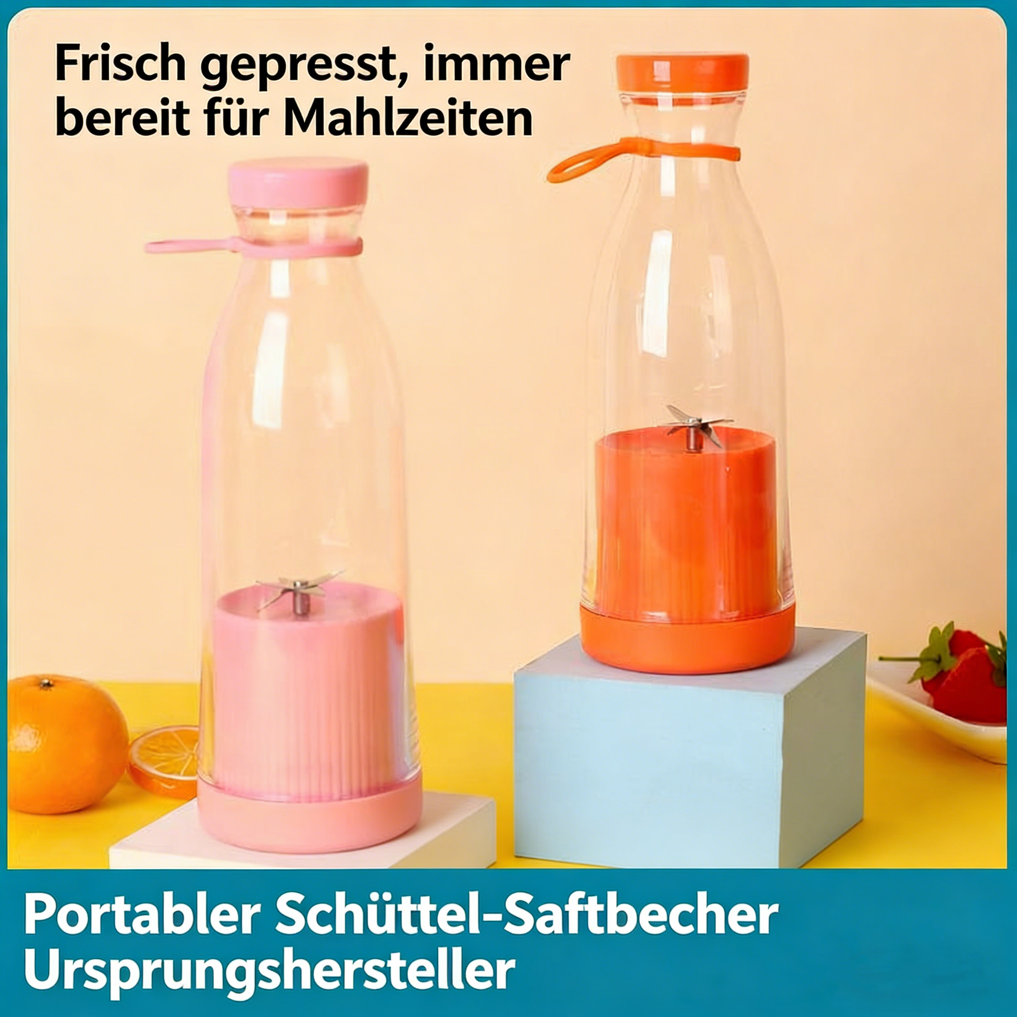 Elektrischer Smoothie Mixer mit 6 Klingen – Tragbarer USB Saftbecher für Obst & Gemüse
