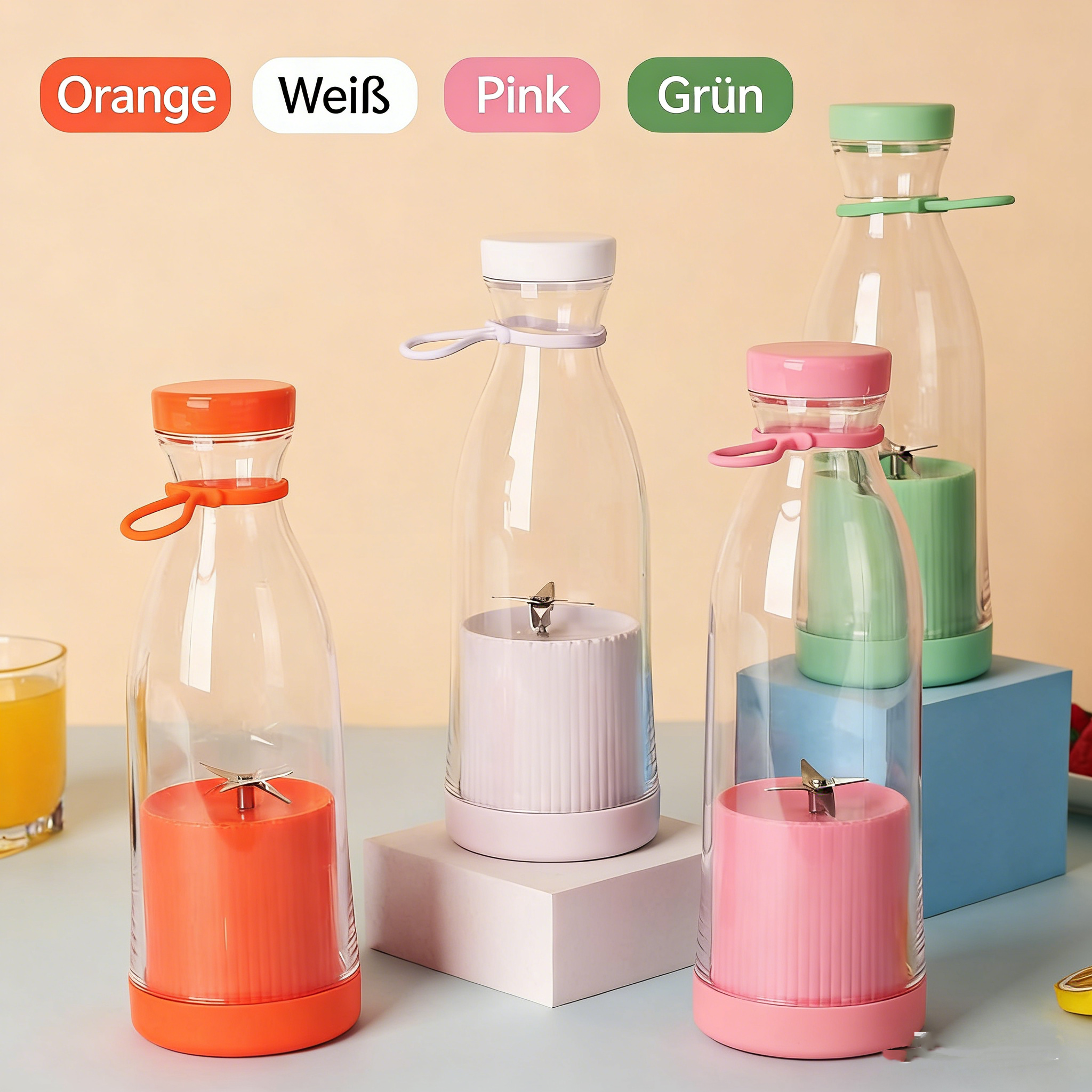 Elektrischer Smoothie Mixer mit 6 Klingen – Tragbarer USB Saftbecher für Obst & Gemüse