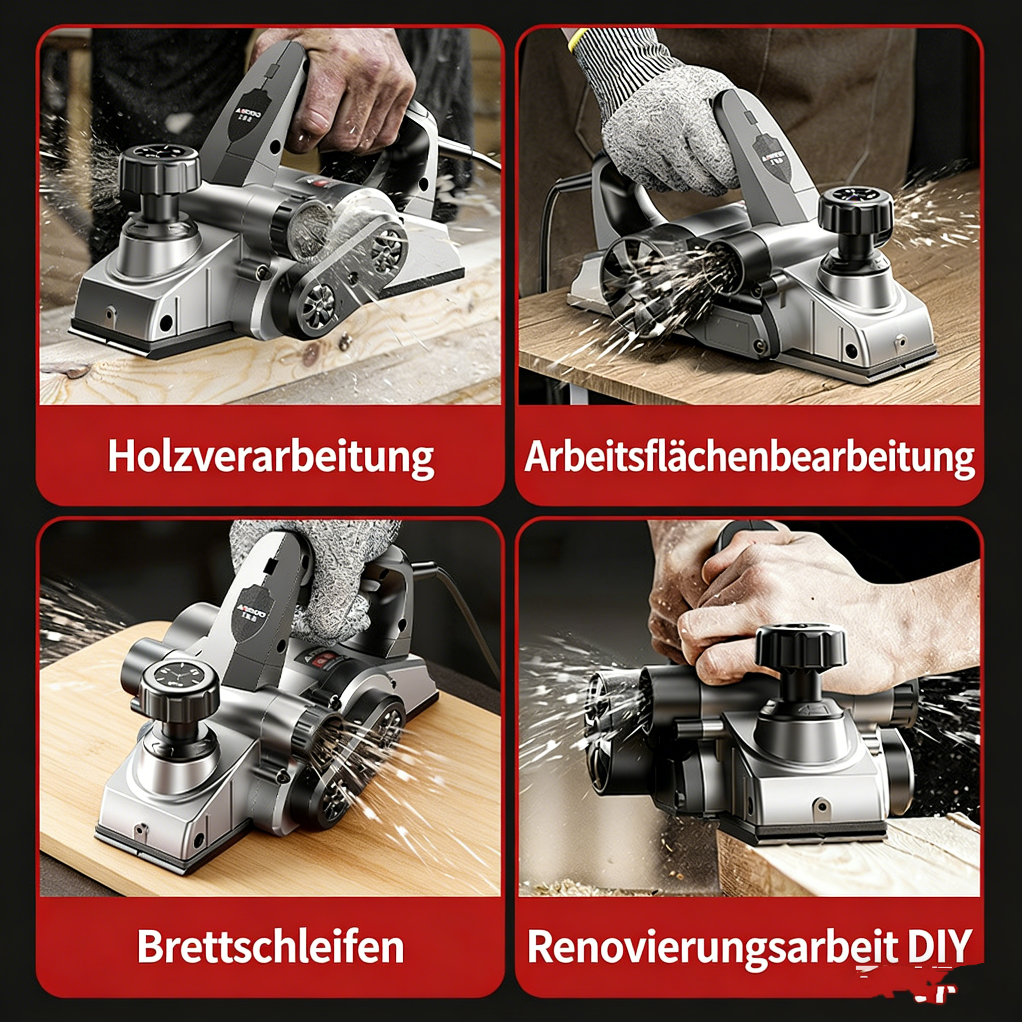 Elektrohobel mit hoher Leistung – Vielseitiger Handhobel für Heimwerker – Elektrische Hobelmaschine für Holzbearbeitung & präzises Hobeln
