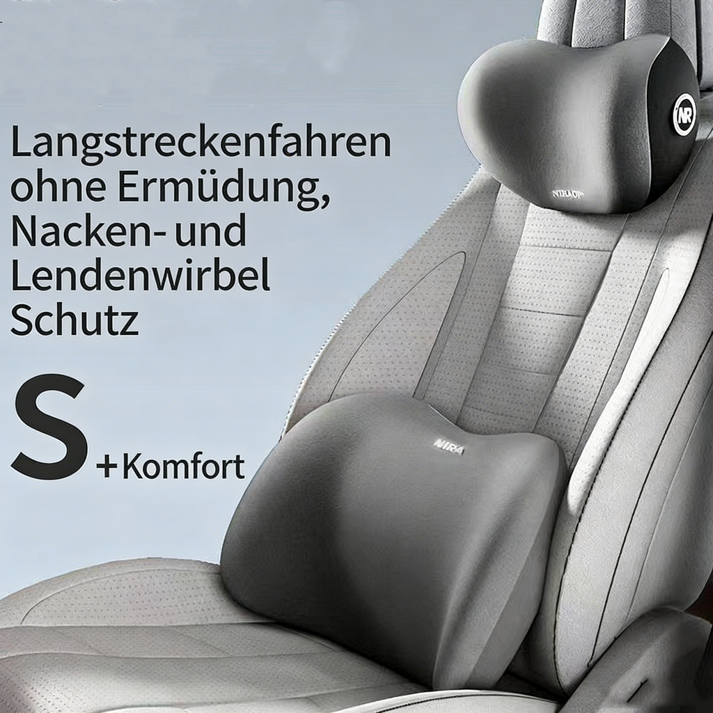 Ergonomisches Nackenkissen Auto – Memory-Schaum Kopfstütze & Lendenwirbelstütze – Entspannung für Nacken & Rücken – 12V