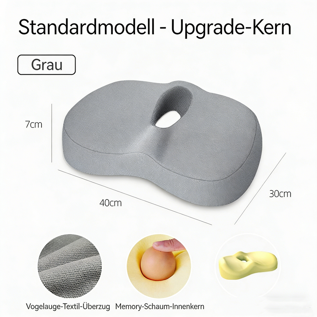 Ergonomisches Sitzkissen aus Memory-Schaum – Atmungsaktives Stuhlkissen zur Druckentlastung, Komfortkissen für Büro, Auto & Zuhause