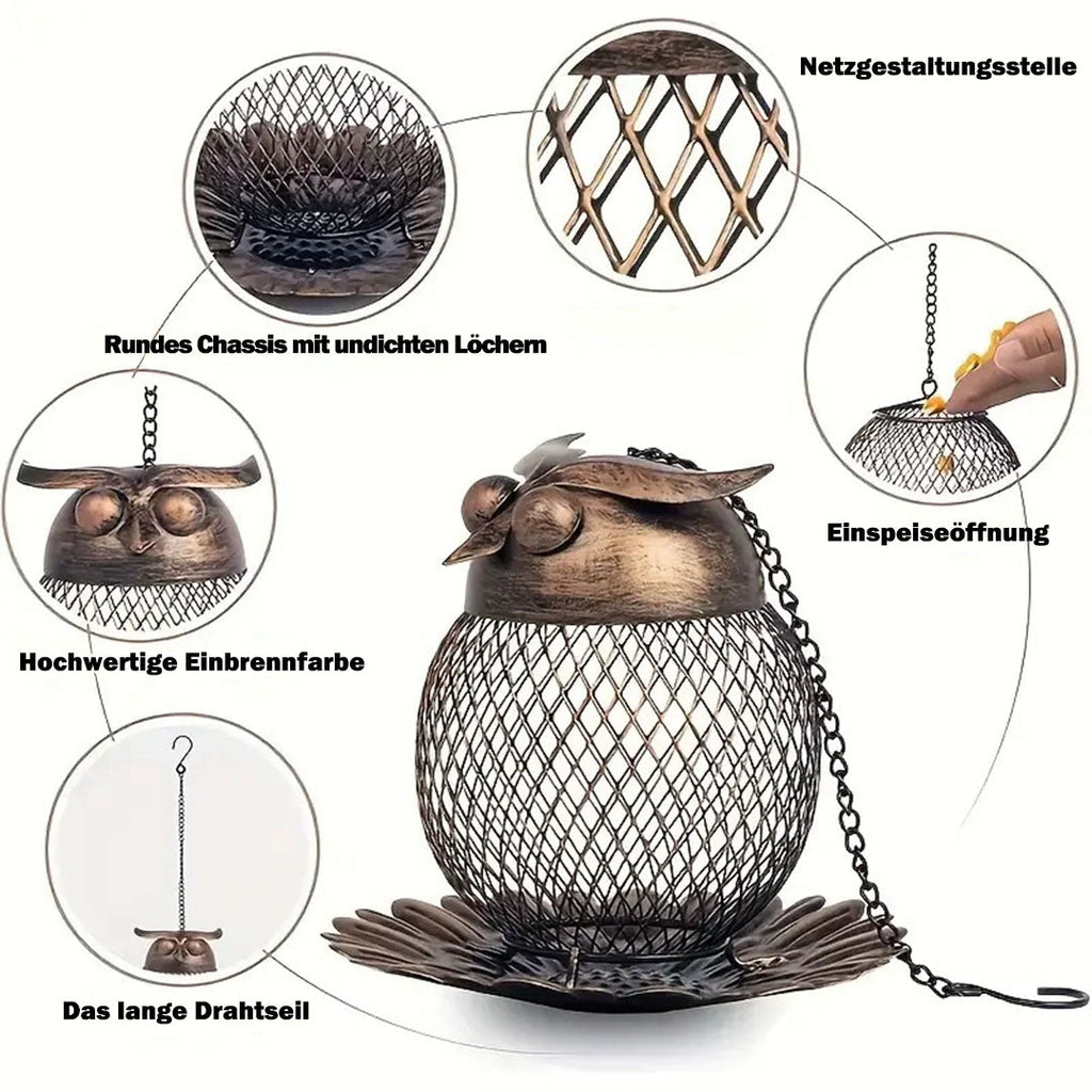 Eulenförmiger Vogelfutterspender – Praktische Gartenhilfe