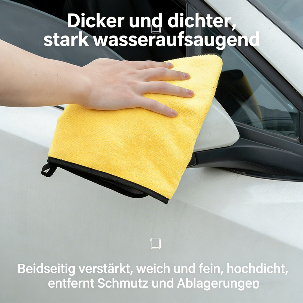 Extra saugstarkes Auto Microfasertuch – 1200 GSM – Doppelseitig & Dick – Flauschiges Trocknungstuch für kratzfreie Pflege