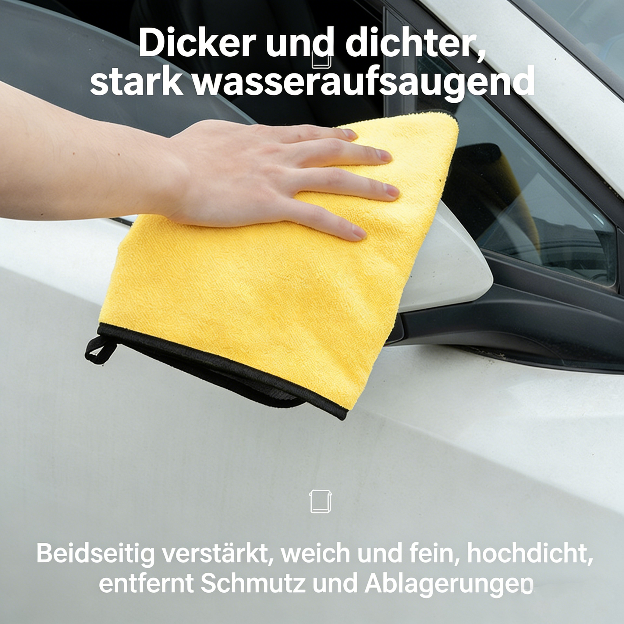 Extra saugstarkes Auto Microfasertuch – 1200 GSM – Doppelseitig & Dick – Flauschiges Trocknungstuch für kratzfreie Pflege