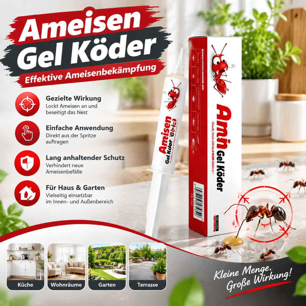 Ameisen Gel Köder Set (2er-Pack / 2x10g) – Patentierte Locktechnologie für effektive Ameisenbekämpfung, Nestwirkung mit Imidacloprid (2,5%), Für Haus & Garten