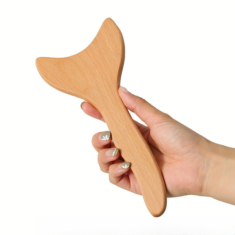 Fischschwanz Gua Sha aus Holz für Maderotherapie – Ganzkörper Massagebrett zur Lymphdrainage – Anti-Cellulite Massage-Tool – Naturholz