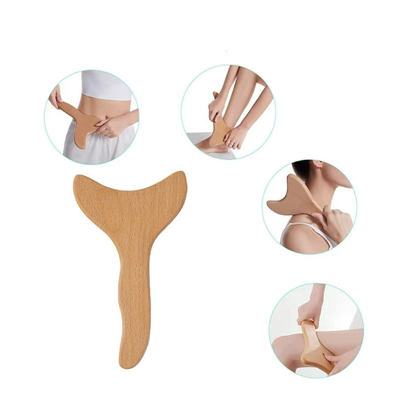 Fischschwanz Gua Sha aus Holz für Maderotherapie – Ganzkörper Massagebrett zur Lymphdrainage – Anti-Cellulite Massage-Tool – Naturholz