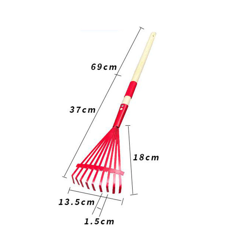 Garten Laubrechen mit abnehmbarem Kunststoffkopf – Holzstiel Laubbesen für Rasen, Hof & Outdoor Reinigung