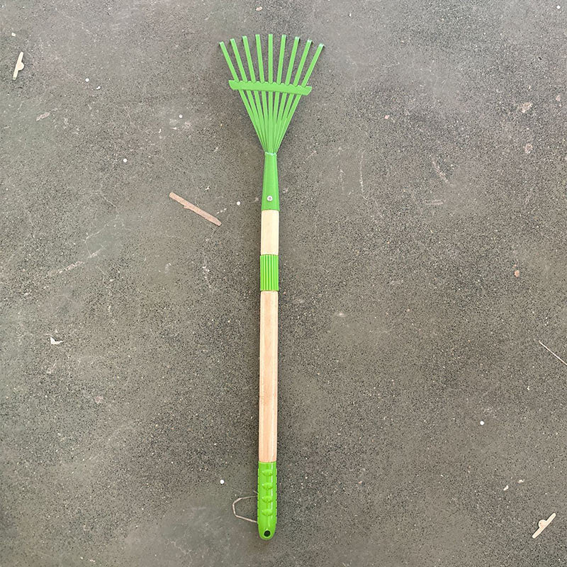 Garten Laubrechen mit abnehmbarem Kunststoffkopf – Holzstiel Laubbesen für Rasen, Hof & Outdoor Reinigung