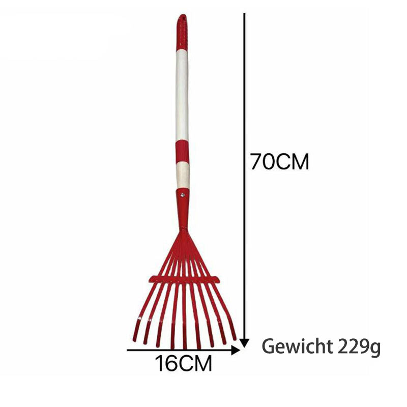 Garten Laubrechen mit abnehmbarem Kunststoffkopf – Holzstiel Laubbesen für Rasen, Hof & Outdoor Reinigung