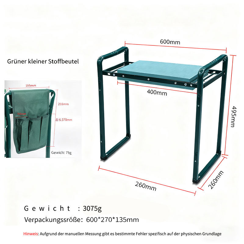 Garten Kniebank & Sitz – Faltbarer Gartenhocker mit Griffen, ideal für Unkrautjäten & Pflanzenpflege