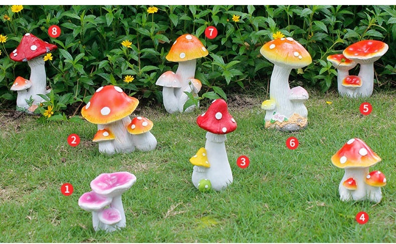 Gartenfigur Pilz 2er Set – Wetterfeste Garten-Deko aus Kunstharz – Realistische Fliegenpilze für Garten, Balkon & Terrasse