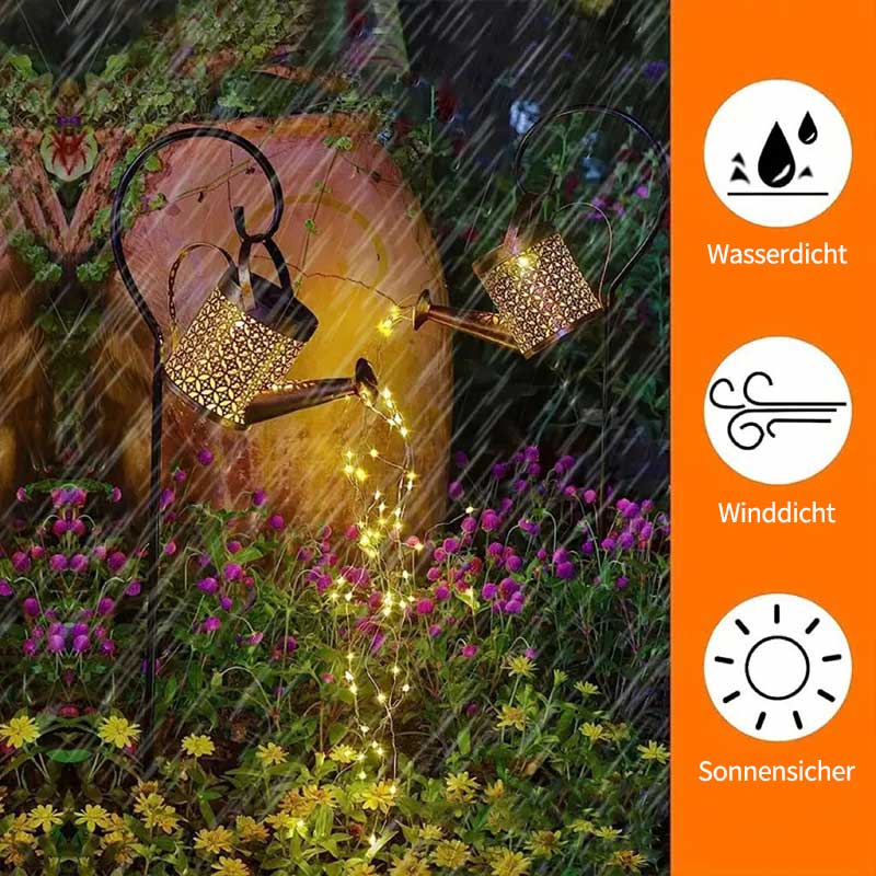 Gartenleuchte Solar in Gießkannenform mit Wasser-Effekt